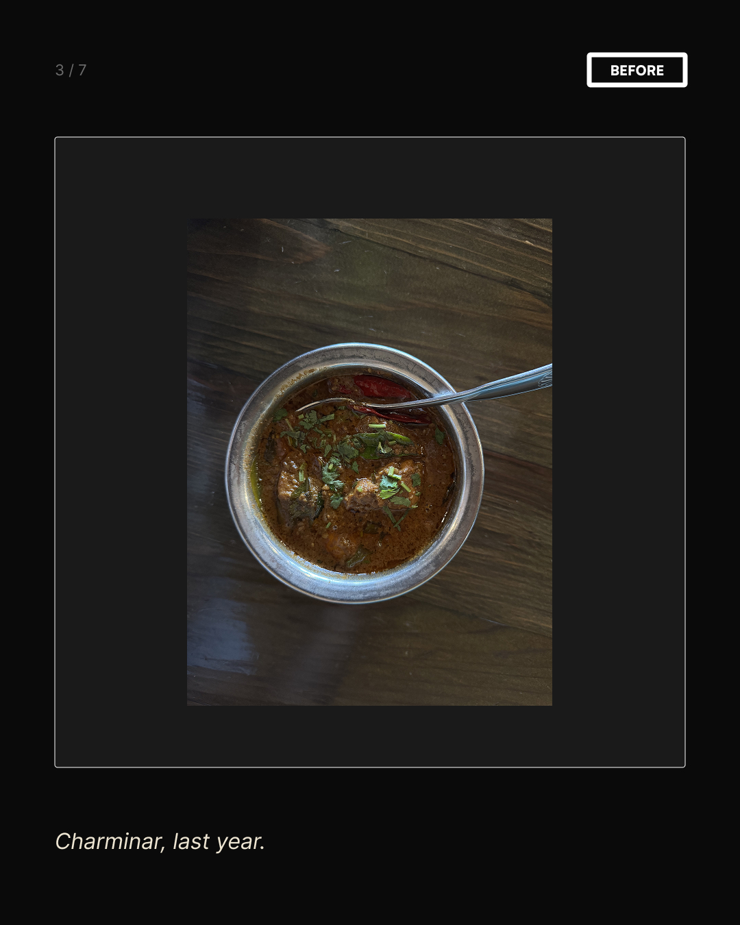 Charminar dish — original phone photo before ACE